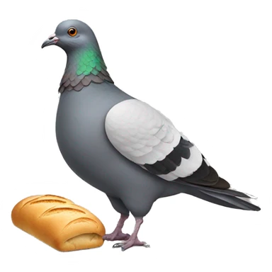 pigeon wearing boots made of bread sticker