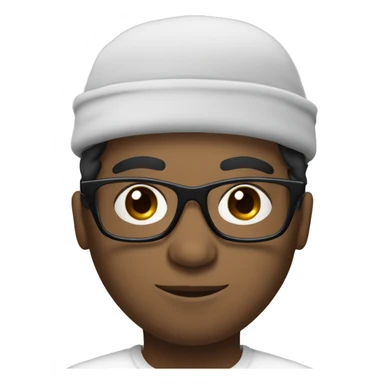 White person with fluffy messy black hair wearing a arabic hat and black glasses sticker
