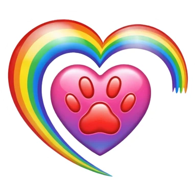 heart with a paw print and a rainbow trail sticker