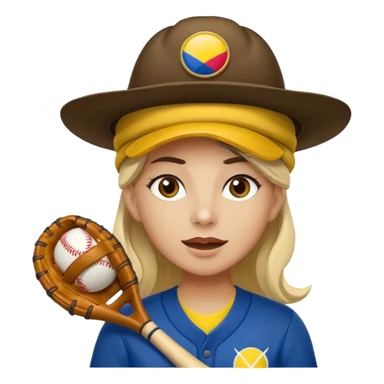 Un mono capuchino que predomine el color café, cara clara y expresiva, que lleve uniforme de softbol de Colombia, con un sombrero vueltiao' un poco inclinado, alegre, atlético y una gorra que diga "Yaifer" sticker