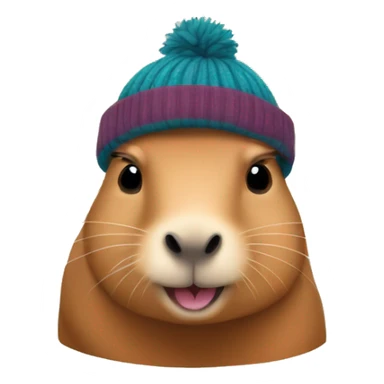 Cute capybara wearing a beanie sticker