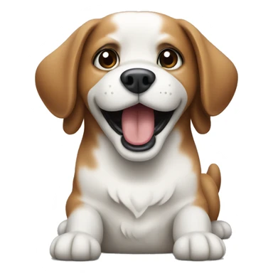 Dog talking on samsung fold phone sticker