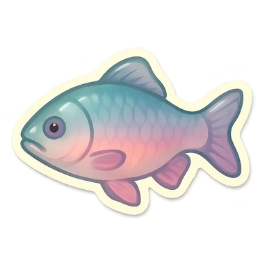 ordinary fish side view, very detailed and finely drawn, thin clean contours, soft rounded shapes, pastel palette #98B5BC, #B5B3C1, #C9A3C9, #E4C0CA, #F7DCD1, #F7C0AA, complex shadows and highlights, soft lighting, transparent background, minimalism, not cute, no decoration sticker