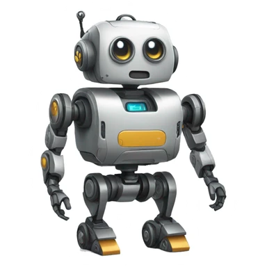 a robot with wheels for legs and a backpack on his back.  sticker