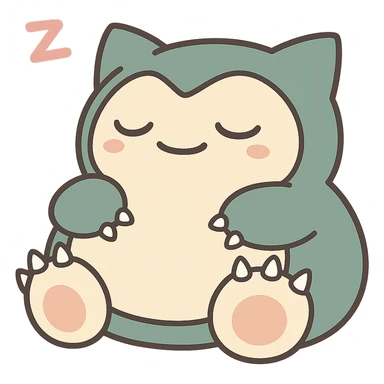 Edit this image of Snorlax sleeping in chibi style emoji. Make sure Snorlax has three toe claws on each foot. Keep the background transparent. sticker
