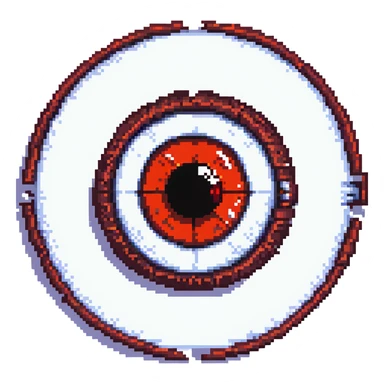 sharingan eye, pixel art, retro video game style sticker