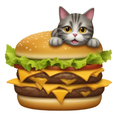 A cat eating a burger sticker