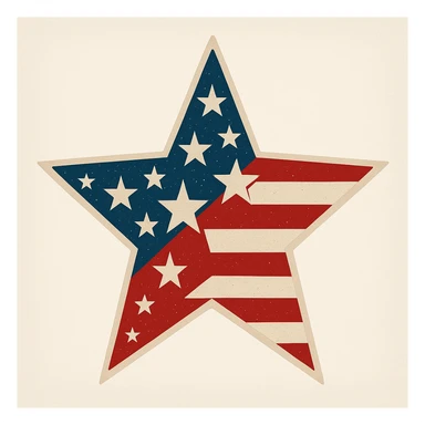 red, white, and blue star, Fourth of July theme sticker