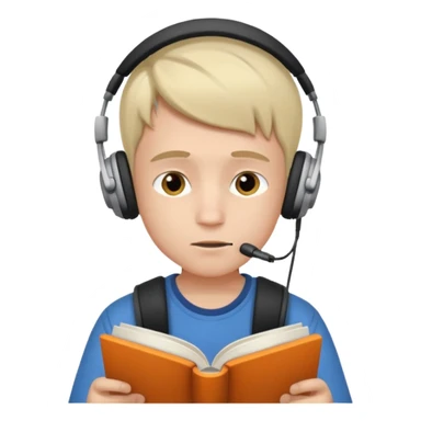 a boy wearing earphone and read book sticker