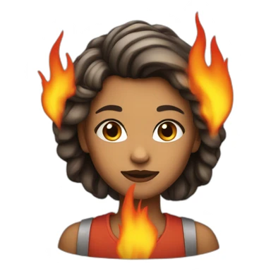 girl with fire instead of hair sticker
