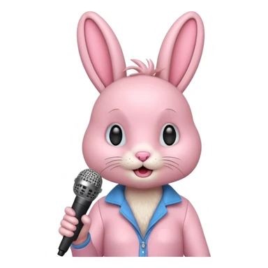 pink bunnie singing , holding mic sticker