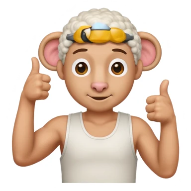Sheep man, wearing a tank top, giving a thumbs up sticker