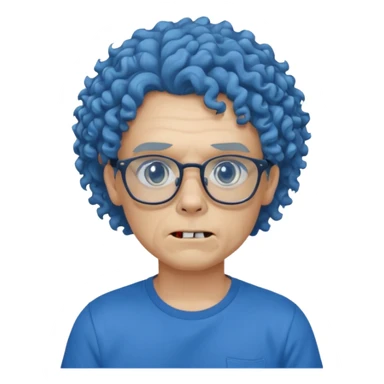 curly hair zombie with glasses blue t shirt sticker