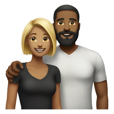 Black bearded man and short blonde black woman happy together  sticker