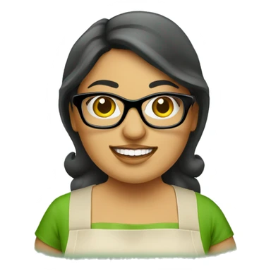 mexican chubby lady green apron  with glasses cooking tacos sticker