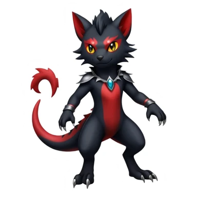 Shiny Dark Gothic Badass Handsome Salandit-Zorua-Litten full body sticker