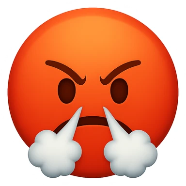 face with red angry steam emoji, digital illustration sticker