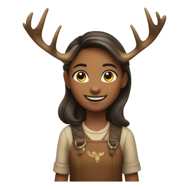 Smiling girl holding a buck deer by its horns sticker