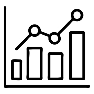 graph icon with black outline and no fill sticker