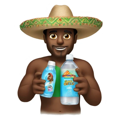 Diddy wearing a mexican hat holding baby oil sticker