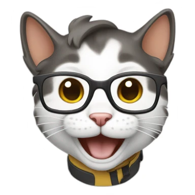 nerd cat laughting sticker