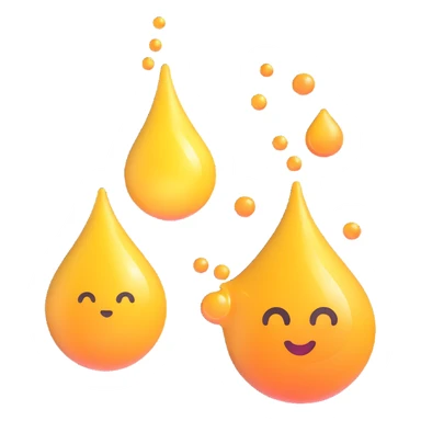 oil aroma icon with oil drops and abstract oil feeling, without eyes nose mouth, 3D emoji style sticker