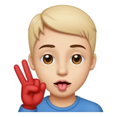 crossed eyed with a side tounge sticking out with a love hand sign sticker