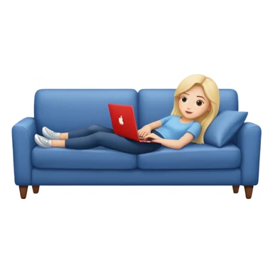 A girl is lying on the couch with a laptop, working sticker