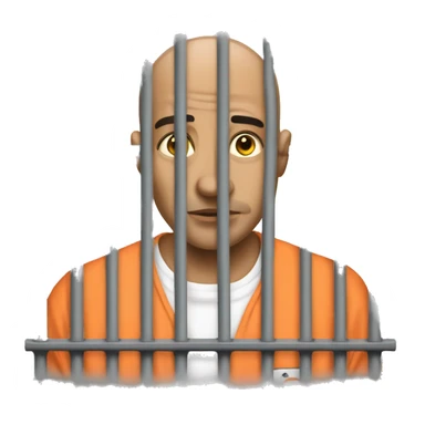 A bald prisoner with a prison shirt does nothing behind bars sticker