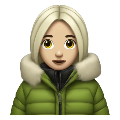 Billie eilish 2016 (a tan girl with black hair and a little of green inside it wearing a puffer jacket) sticker