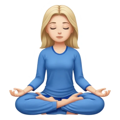 White girl meditating wearing blue sticker