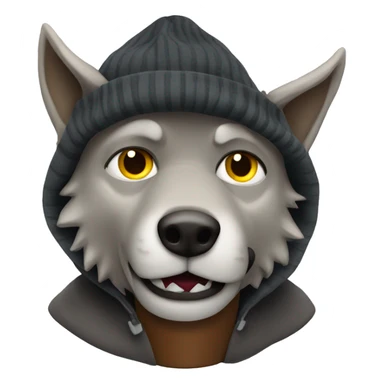 werewolf with a beanie drinking a coffee to go  sticker