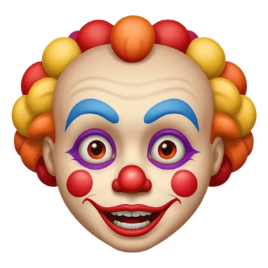 clown face showing mixed emotions fear sadness and a bit of happiness emoji sticker