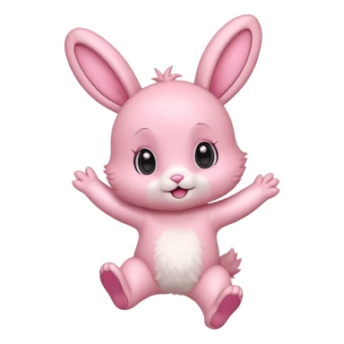 Exited pink bunny, kawaii chibi fluffy ears and body jumping of excitement  sticker