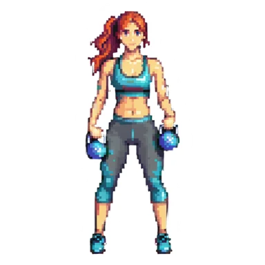 sport girl with kettlebell sticker