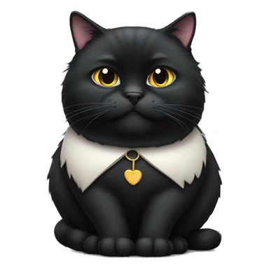 Long haired fat obese black cat with a very tiny head  sticker