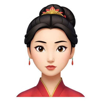 Cinematic Realistic Serene Mulan Portrait, showing Mulan (chest and above) with radiant, smooth skin and delicately detailed dark hair swept back in a neat bun. Her gentle, reflective expression is captured with soft natural lighting that highlights the nuanced textures of her features and traditional attire in muted hues. The composition glows with an inviting, natural radiance and subtle shadows, evoking a calm and introspective mood that speaks of quiet strength and enduring beauty. sticker