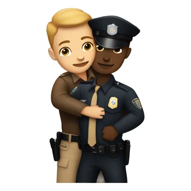light skin police man hug brown skin man sticker