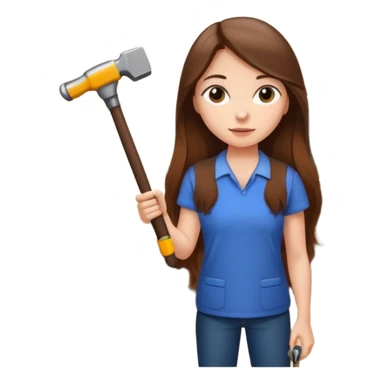 beautiful girl with long brown hair constructing new lounge room area with flat screen tv and couch sticker