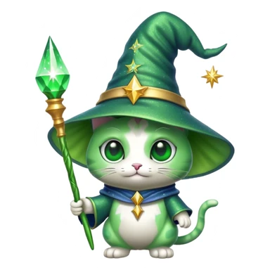 alien cat wizard with sparkles sticker
