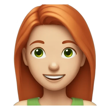 a girl with green eyes and red hair laughs sticker