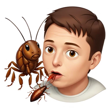 a cockroach kissing elon musk sticker