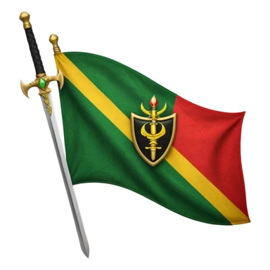 Solaani black green yellow and red heritage flag with African sword crest in the middle  sticker