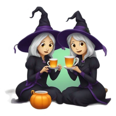 Two Witches drinking tea sticker