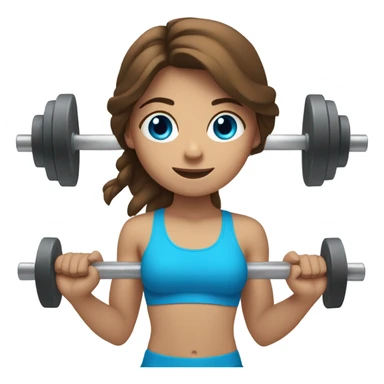 Girl lifting weights, brown hair and bright blue eyes  sticker