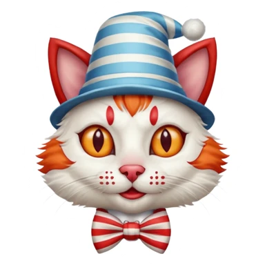 Cat clown with pointy hat, bow tie sticker