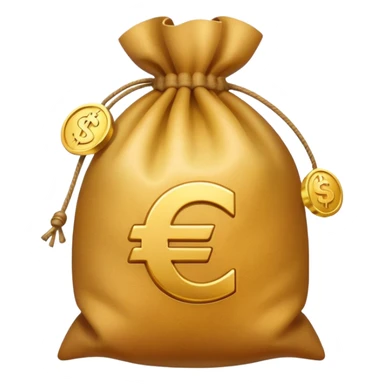 money sack with CZK (Czech koruna) currency symbol, Apple emoji style, soft gradients, rounded shapes, friendly polished look sticker