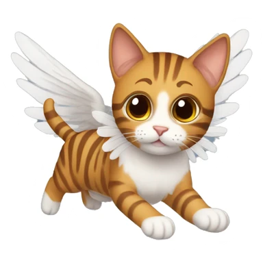 An adult and totally brown striped cat with angel’s wings. The fur is without White color. The cat is flying.  sticker