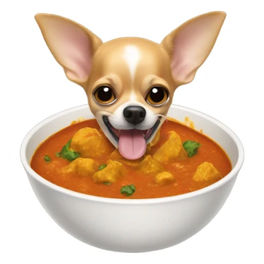 Chihuahua eating curry sticker