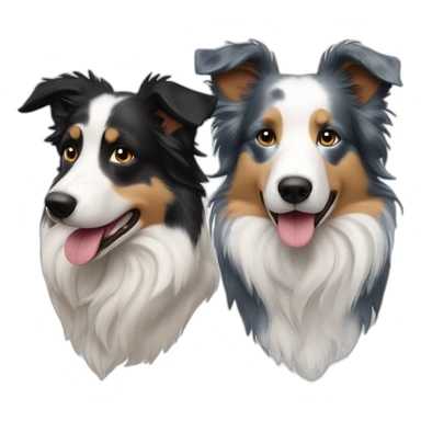Left face tricolor right face blue merle border collie sticker